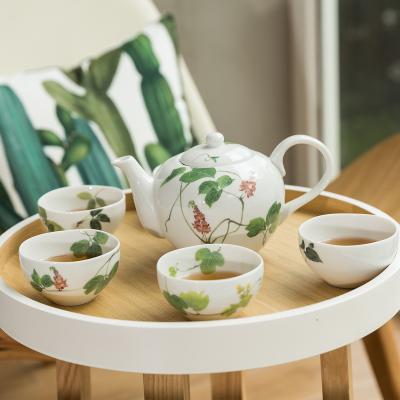 AITO美浓烧陶瓷茶水壶茶杯茶具套装 【林静一春花系列】绿色