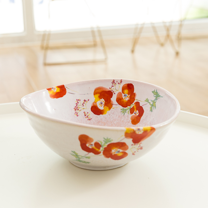 日本AITO美浓烧陶瓷大碗沙拉碗汤碗 【抚松庵华美系列】红色