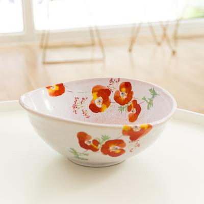 日本AITO美浓烧陶瓷大碗沙拉碗汤碗 【抚松庵华美系列】红色