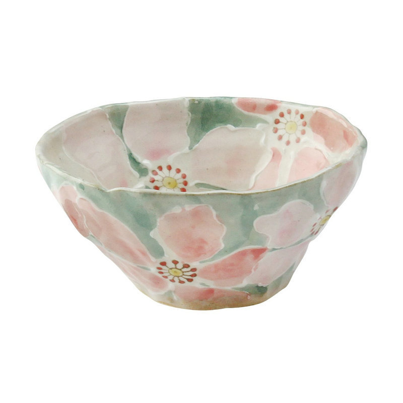 日本AITO手作陶瓷大碗汤面碗饭碗 【濑户烧手工彩花】红彩