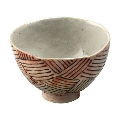 日本AITO手作陶瓷小圆碗汤面碗 【濑户烧手工网纹】深红