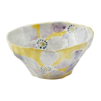 日本AITO手作陶瓷大碗汤面碗饭碗 【濑户烧手工彩花】彩花