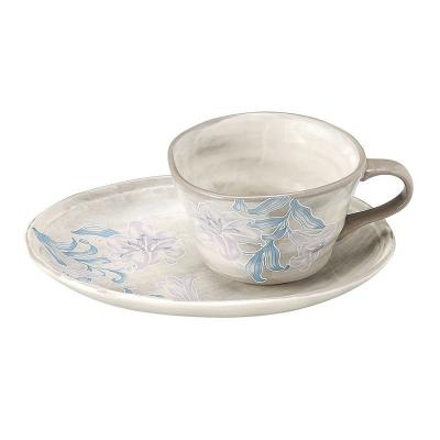 日本AITO濑户烧陶瓷茶水杯茶盘托 【抚松庵系列】百合花