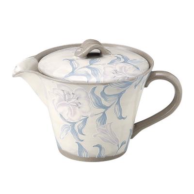 日本AITO濑户烧陶瓷茶壶不锈钢滤网 【抚松庵系列】百合花