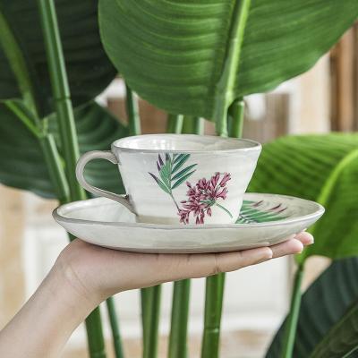 日本AITO濑户烧陶瓷茶水杯茶盘托 【抚松庵系列】百子莲